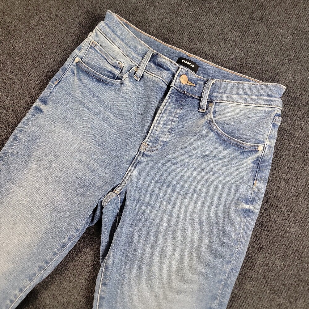 Express Jeans Womens 6L Boot Cut Mid Rise Light Wash Stretch Skyscraper